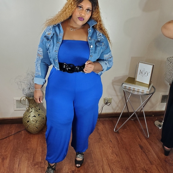 Summer Time Fine Side Slit Romper BLUE - Picture 3 of 9